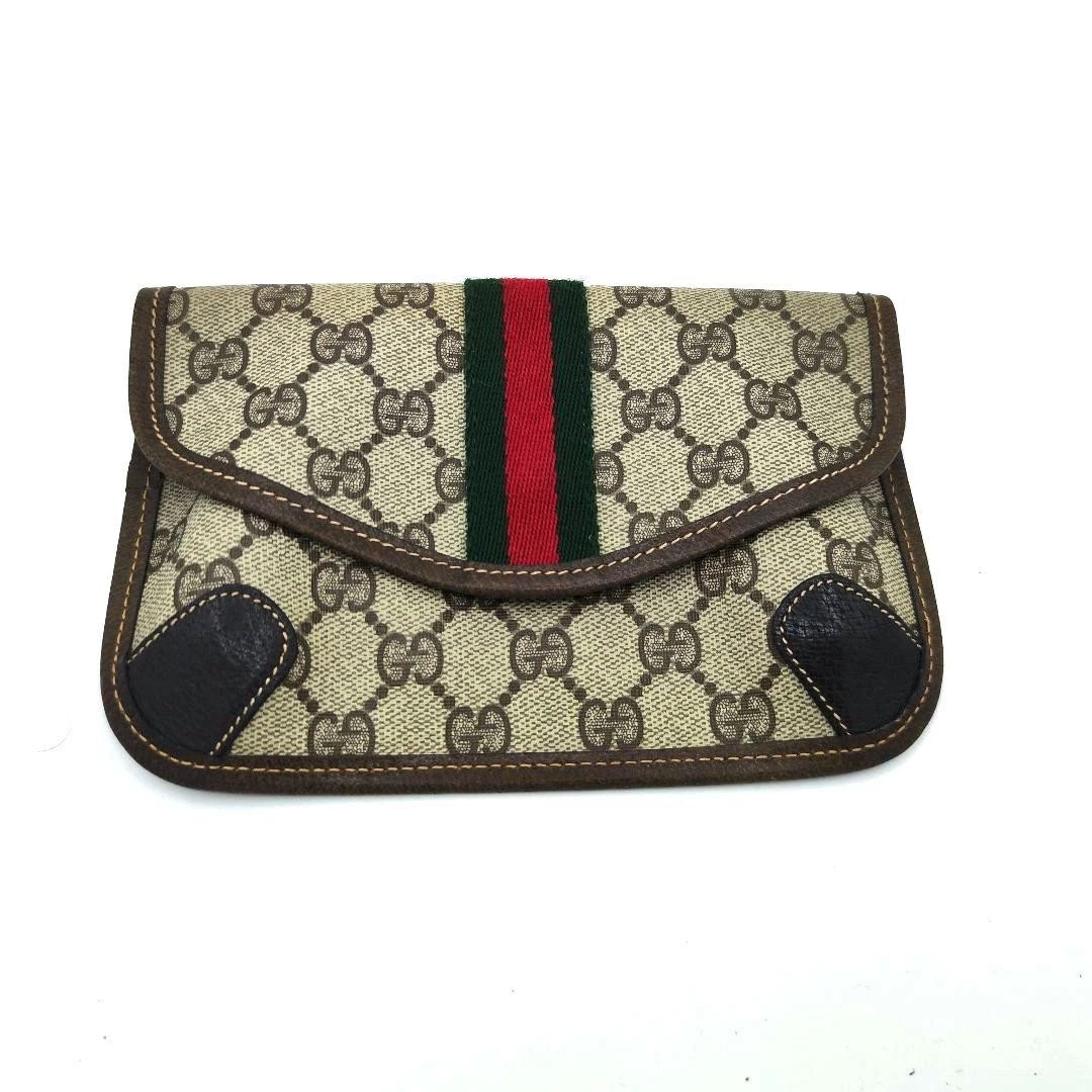 Sac pochette toile Gucci GG beige/marron/vert/rouge occasion