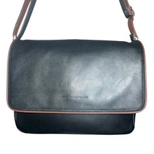 Derek Alexander Black Brown Leather Messenger Crossbody Bag Unisex