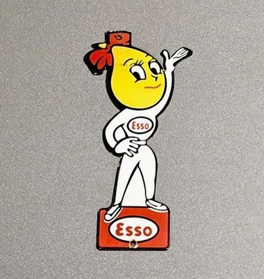 #ad #ad VINTAGE 14” ESSO GIRL GASOLINE PORCELAIN SIGN CAR GAS TRUCK MOTORCYCLE $124.99