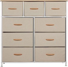 Fabric Chest of Drawers 9 Drawer Dresser Bedroom Bedside Storage Organizer Unit