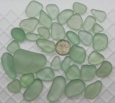 GENUINE BEACH SEA GLASS LIGHT AQUAMARINE LOT SURF TUMBLED RARE