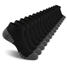 Mens Cushioned Ankle Socks, Breathable Moisture Wicking One Size 7 Pairs Black