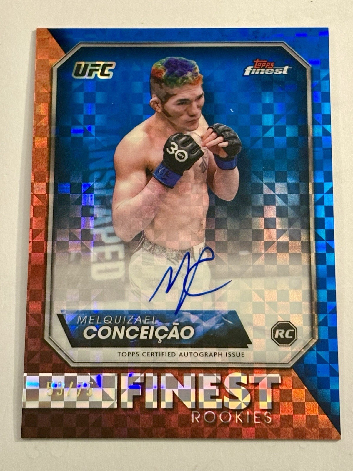 Wallpapers Checers 2024 Topps Finest UFC Melquizael Conceicao RC Auto Blue Checker SP /75 ...