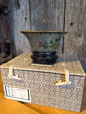 Mid-Century Chinese Plique-à-Jour Enamel Bowl with stand & Presentation Box
