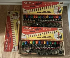 Set Of 2 Vintage Noma Mazda Lamp Christmas Lights Strings In Original Boxes