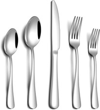 20 Piece Silverware Set, Stainless Steel Flatware Set for 4 Food Grade Silver
