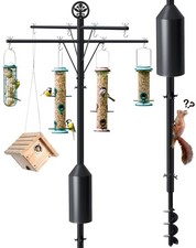 Ceoighe 95 Inch Bird Feeder Pole with Torpedo Squirrel Proof Baffle, BLACK