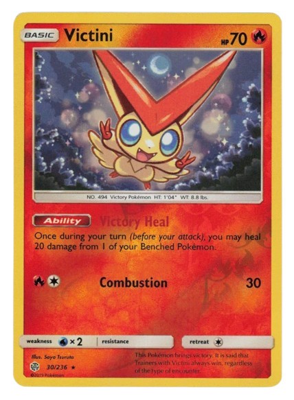 Pokemon Card - S&M: Cosmic Eclipse 30/236 - VICTINI (reverse holo) - NM/M