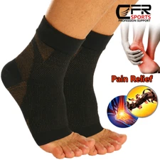 Copper Compression Socks Ankle Brace Support Sleeve Plantar Fasciitis Foot Wrap