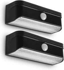 Home Zone Security Outdoor Solar LED Wall Lights - Motion Sensor, No Wiring, 2pk