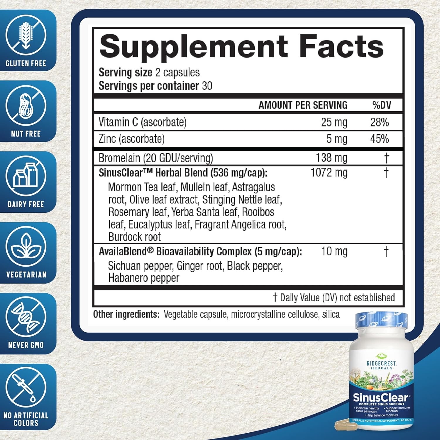 Herbal Sinus Clear 60 caps, Complete Formula for Sinus and Nasal Health ...