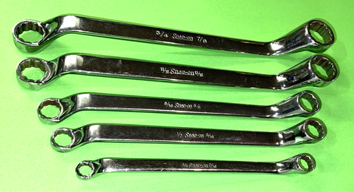 SNAP-ON TOOLS 5 PIECE SAE. DEEP OFF-SET BOX-END WRENCH SET 3/8 TO 7/8 - XO605 - Picture 2 of 15