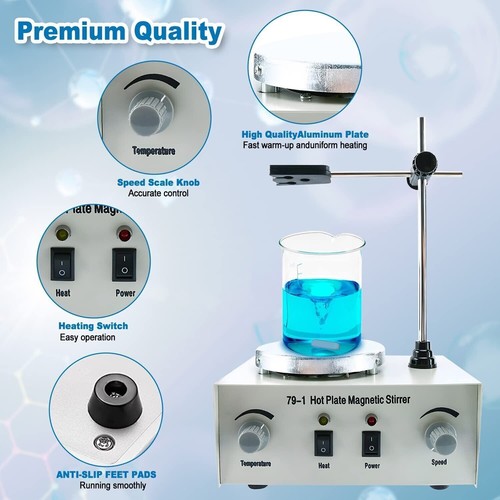 1L Magnetic Stirrer Hot Plate Magnetic Mixer Stir Plate Lab Stirrers 2400 RPM - Picture 6 of 8