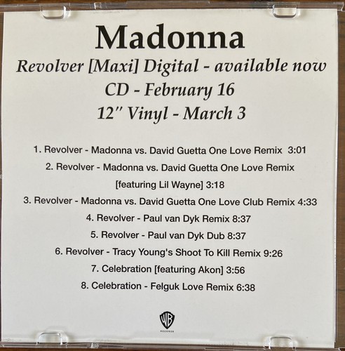 MADONNA Rare US Promo CD REVOLVER Remix Guetta Akon Lil Wayne Paul V Dyk Young - Picture 3 of 4