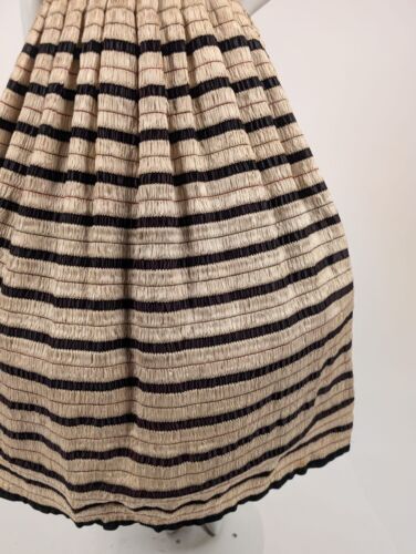 VINTAGE 1950’S RIBBONWORK + SATIN STRIPE SKIRT W VELVET WAISTLINE - Picture 3 of 8