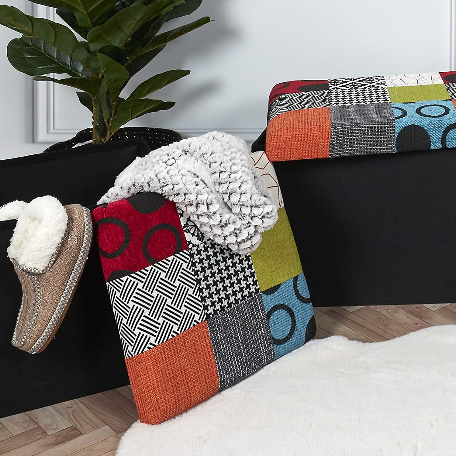 Coffre pouf patchwork CMP pour sublimer l'ambiance chaleureuse de votre séjour