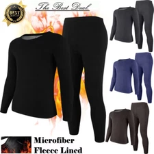 Long Johns Thermal Underwear Mens Skiing Winter Warm Fleece Lined Base Layer Set