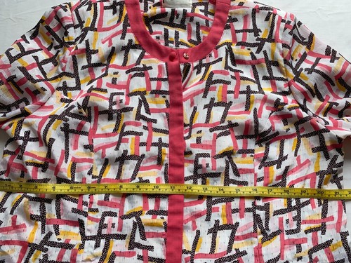 Vintage Evelyn Eve Blouse Womens Plus Sz 16 Pink White Buttons Shoulder Pad Top - Picture 12 of 14