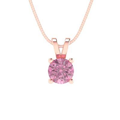 0.5 Ct Pink Gemstone - Everyday Designer Pendant with 18'' Chain - 14K/18K Gold