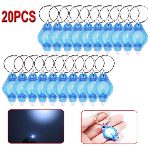 20Pcs LED Mini Keychain Flashlight Key Ring Light Bright Torch Christmas Gifts