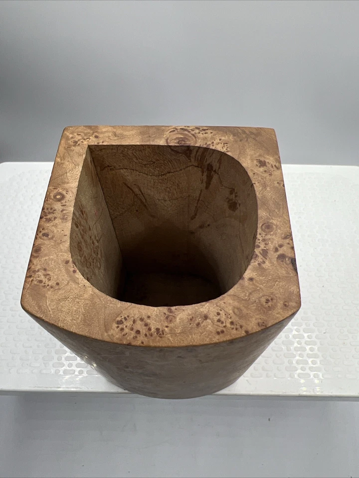 Michael Elkan Studio Craft Burl Wood Sculpture Art Pencil Holder Vase - Image 2 of 4