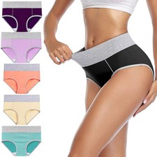 Women's Ladies High Waist Knickers Cotton Briefs Underwear Full Back Coverage