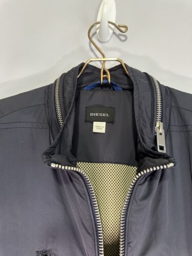 Diesel Outerwear Jacket Blue Lightweight Bomber Style Polyester Size Medium - Picture 3 of 11