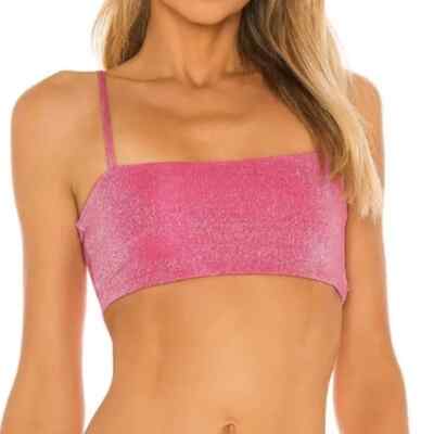 LSpace 284570 Women Shine On Shimmer Brittany Top Bubblegum Pink MD (36B-C)