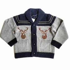 Janie & Jack 2T Deer Sweater Shawl Neck Cardigan NWT