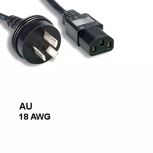 Cable de alimentación 6 pies 18 AWG Australia/Nueva Zelanda IEC-60320 C13 a AS/NZS 4417 VDE - Imagen 1 de 1