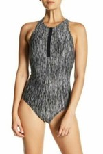 Nike women's One Piece High Neck Swimsuit - Medium - Black print