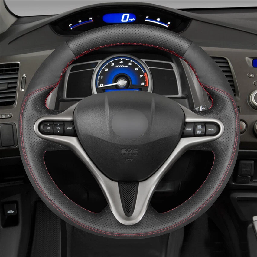 Hand Sew Suede Leather Car Steering Wheel Cover for Honda Civic