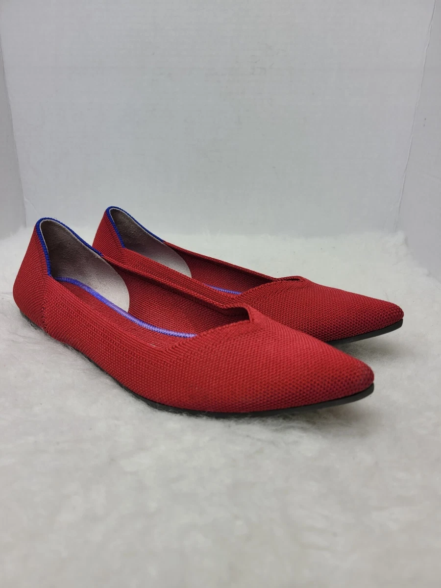 Rothy s The Point Chili Red Pointed Toe Ballet Flats Women s Shoes Size 8.5
