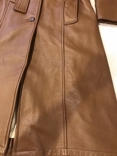 Vintage Mid Western Sport Togs Deer Skin Leather Brown Women's Trench Coat sz 36 - Picture 12 of 22