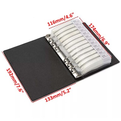 Resistor Book Capacitor Book 2 In 1 Smd Book Chip Sample 0201 0402 0603 0805 1206 170 Values 25pcs 0R~10M 1% Resistor Assortment - Foto 4