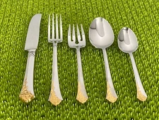 Oneida GOLDEN DAMASK ROSE Stainless Heirloom Cube Flatware SMART CHOICE A5VG