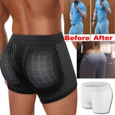 Men Butt Lifter Underwear 3D Pouch Boxer Briefs Shaper Butt Pad Enhancer Pants