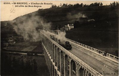 Old postcard AK St-BRIEUC - Le Viaduc de Souzin - mid-coast of Bon-Repos (630312)