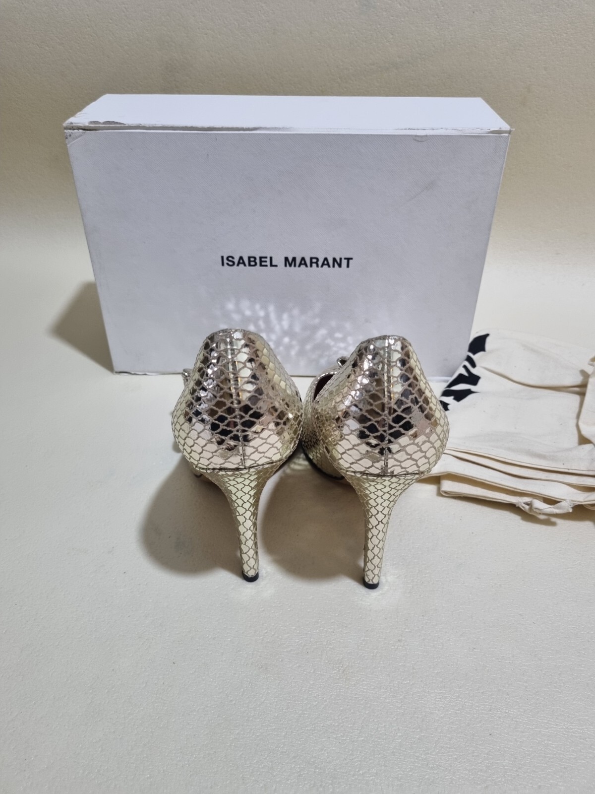 ISABEL MARANT LADIES METAL PYTHON KI GONG HEELS GOLD SHINY  RRP £415 BRAND NEW. image 6