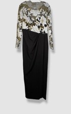  895 Marchesa Notte Women's Black Wild Botanical Long Sleeve Dress Size 10