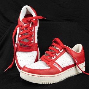 red white tennis shoes