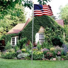 20 FT Sectional Flag Pole Kit Extra Thick Aluminum Flagpole with 1 Flag 2 Rope