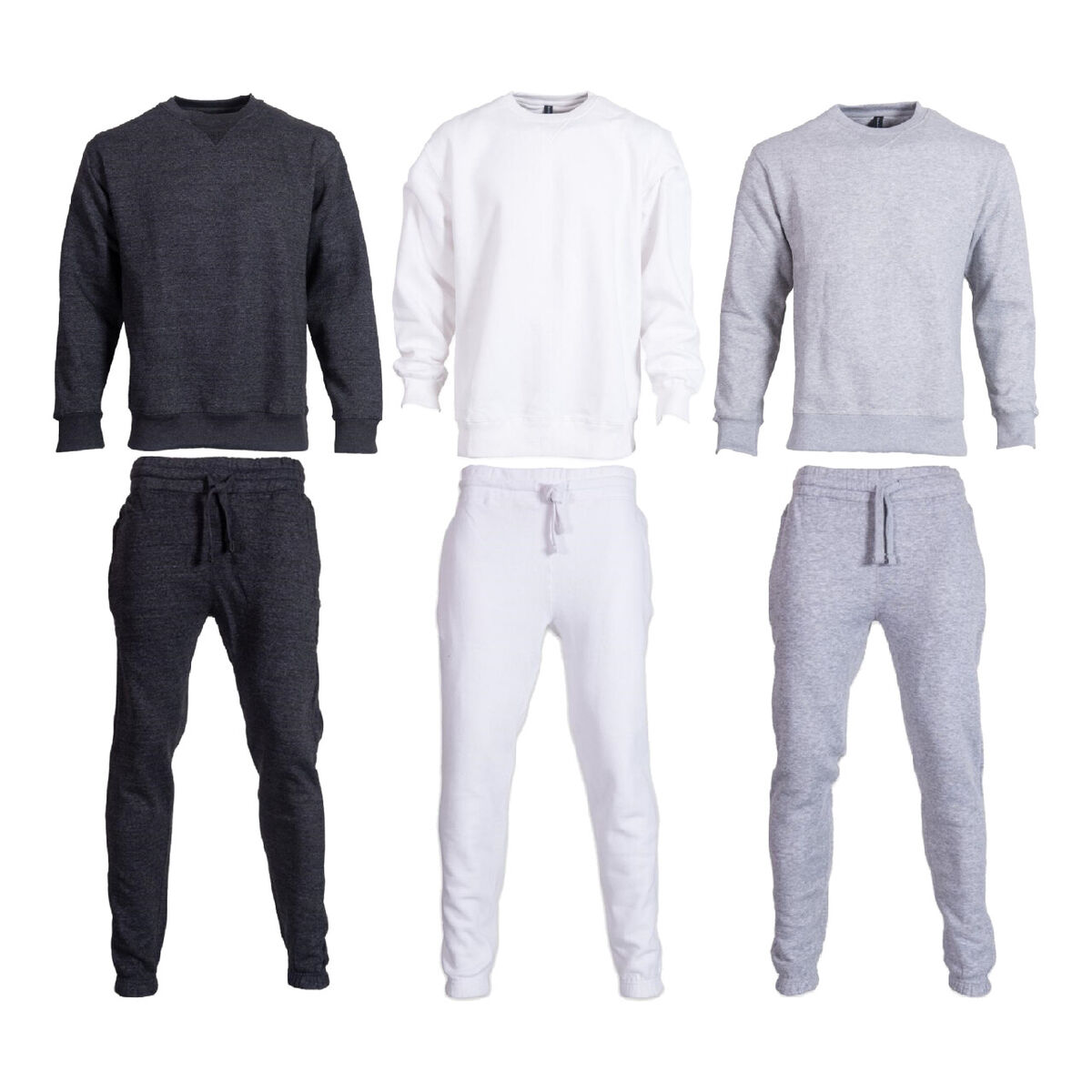 2PC Cotton Lightweight Men's PulloverZip Crewneck Sweatshirt 2PC Cotton Lightweight Men's PulloverZip Crewneck Sweatshirt