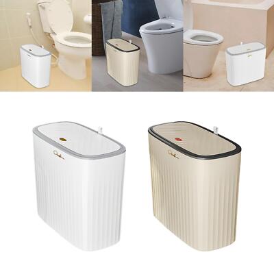 Pattumiera Sottile Da Bagno 4 Galloni Con Coperchio - Design Con Piedini Altri E Anello Fermasacco, Per Cucina, Camera Da Letto, Ufficio - 4