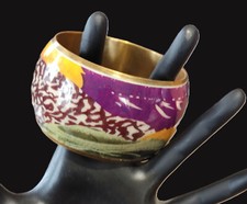 Messing Armreif Bunt Mehrfarbig breit Armschmuck Armspange rund zu 2. Hand top