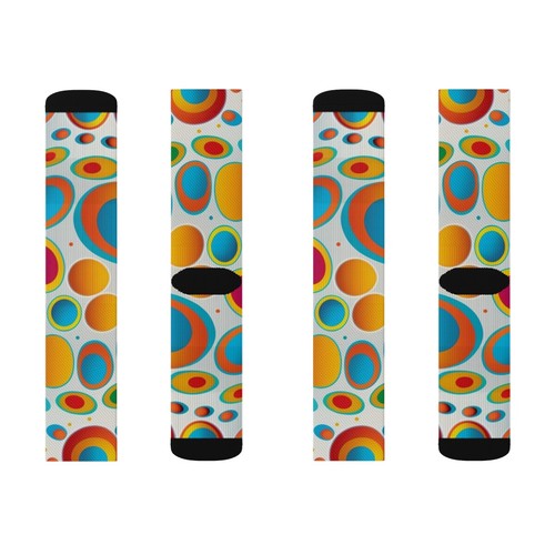 All Over Print Adult Socks Psychedelic Polka Dots Colorful Fun Funky - Picture 7 of 9
