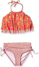 Hobie 273425 Girls' Double Flounce Bra , Coral, 16