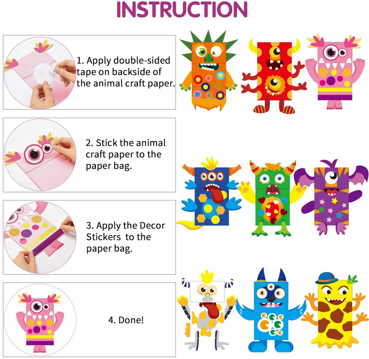 9 Pcs Hand Puppet Making Kit Kids Art Craft Felt Sock Puppet Creative DIY  Make