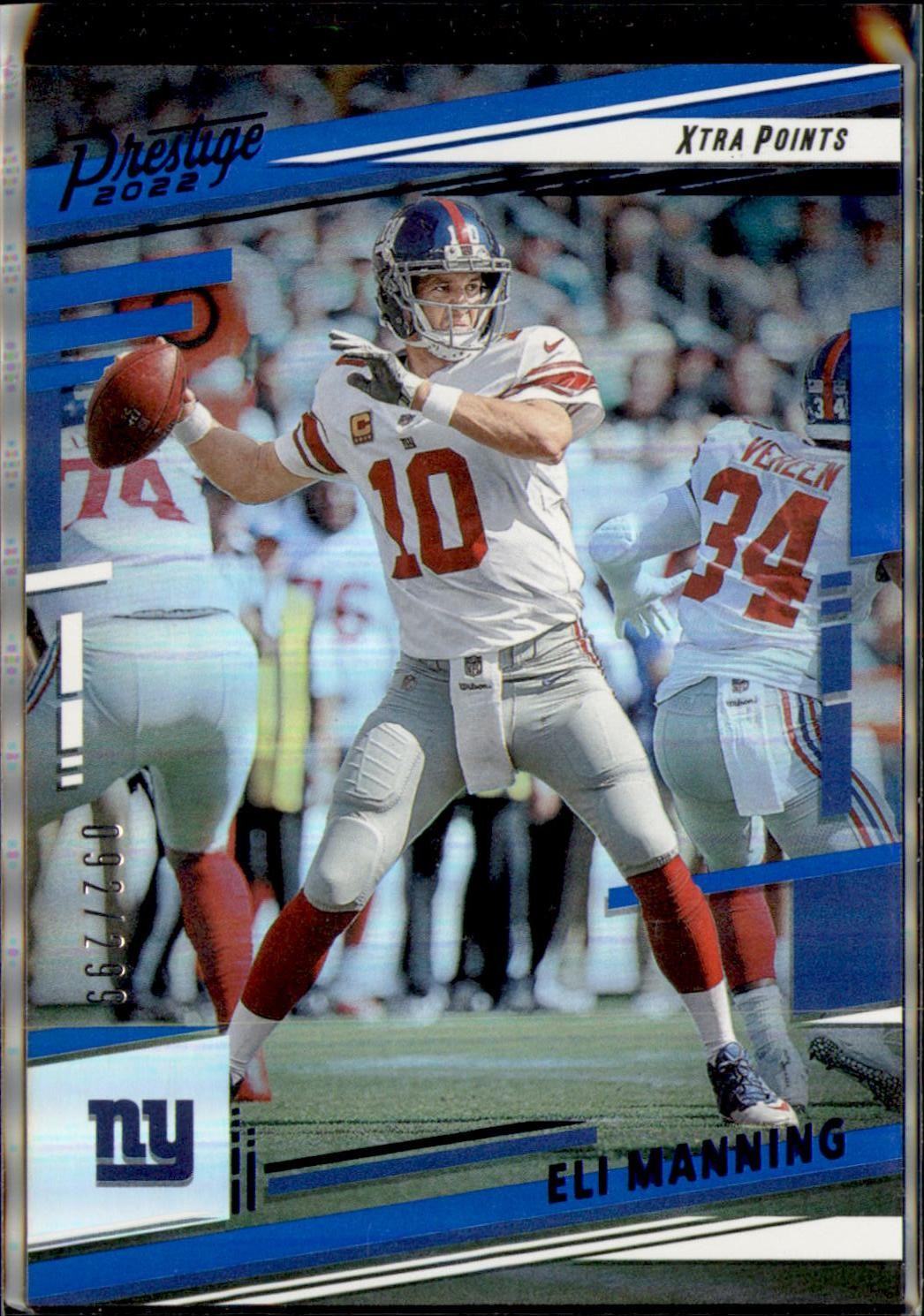 2022 Panini Prestige #224 Eli Manning Xtra Points Premium Blue #/299