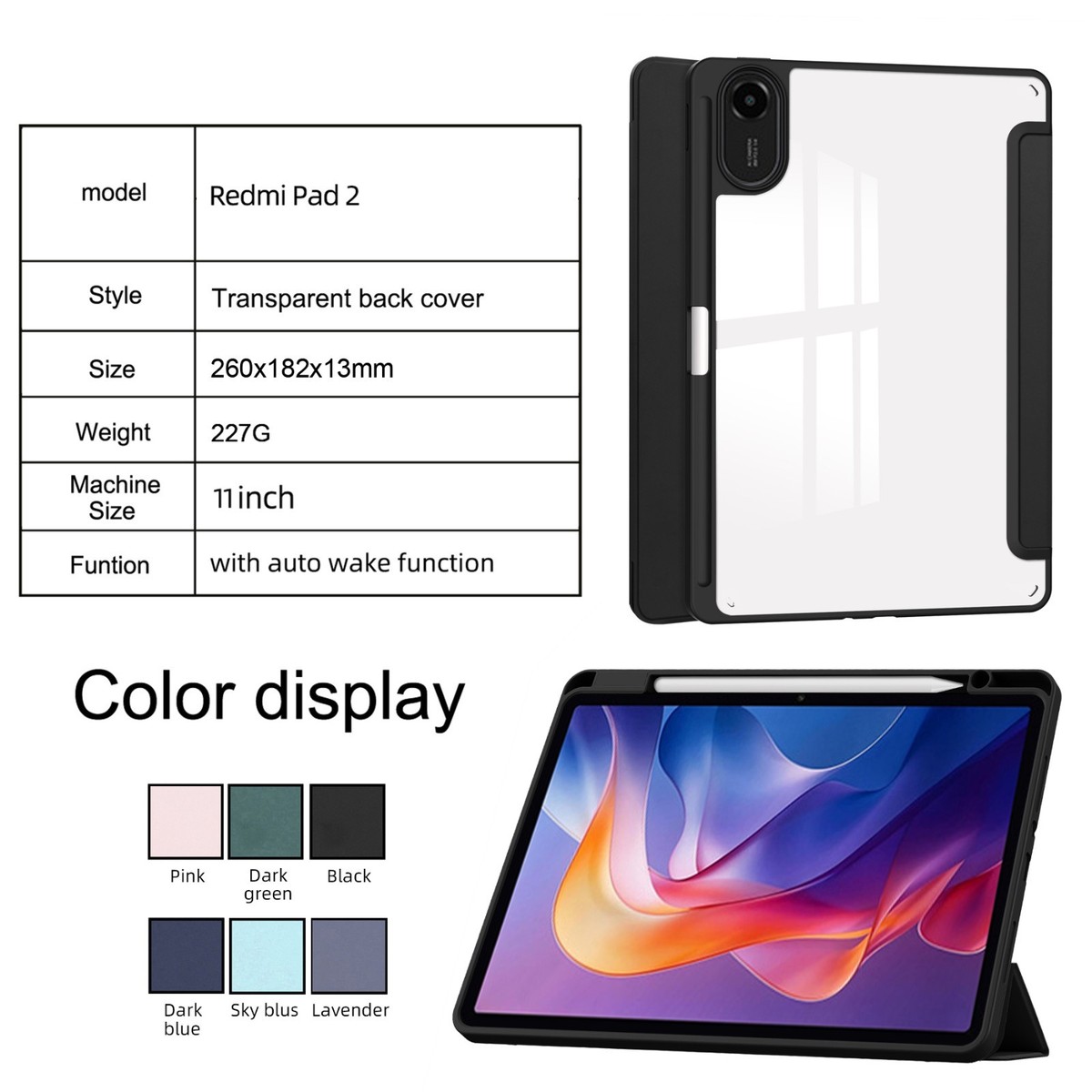 REDMI Pad 2 本体 カバー付き Amazon.com: Case for XiaoMi Redmi Pad 2 Tablet 11inch,NOUKAJU